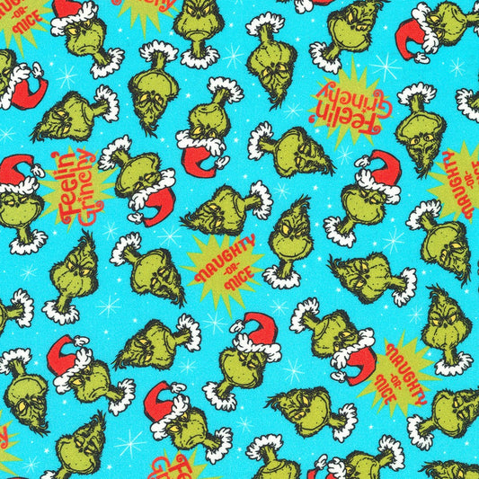 Licensed How the Grinch Stole Christmas by Dr. Seuss Enterprises Ice ADED-22567-88 Cotton Woven Fabric
