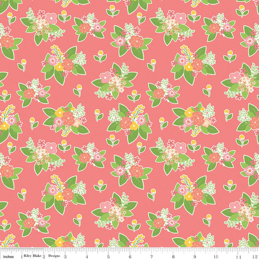 Vintage Adventure Floral Pink c7274-PINK Cotton Woven Fabric