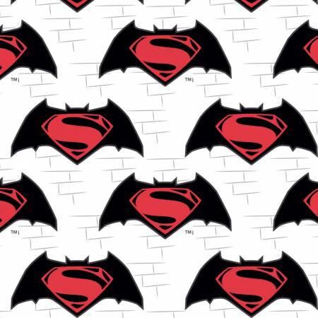 Licensed Dawn of Justice Batman Vs Superman Logo White 23420106-1 Cotton Woven Fabric