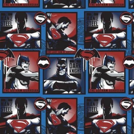 Licensed Dawn of Justice Man of Steel and Dark Knight Blue 23420101-02 Cotton Woven Fabric