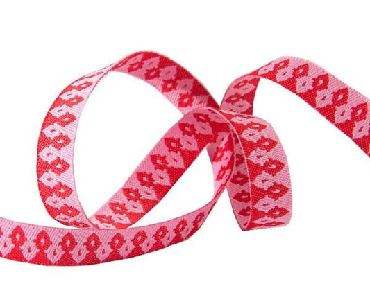 Tula Pink Chipper Wanderer Hot Pink 1/2" Wide Woven Ribbon Priced per yard