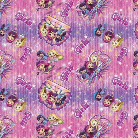Nelvana Little Charmers Girls Badge Toss 61718C470715 Cotton Woven Fabric