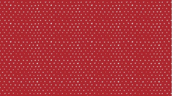 Hearts Crimson Cotton Woven Fabric