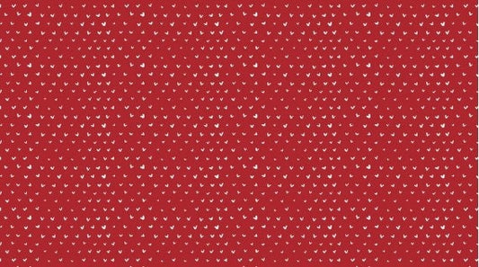 Hearts Crimson Cotton Woven Fabric