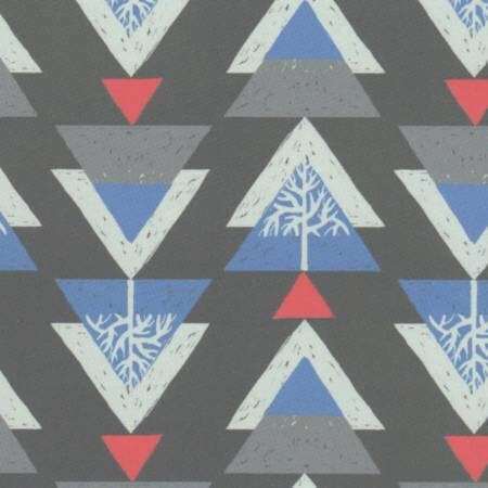 Snofall Gray Ski Trees geometric Cotton Shirting, Apparel Cotton Woven Fabric
