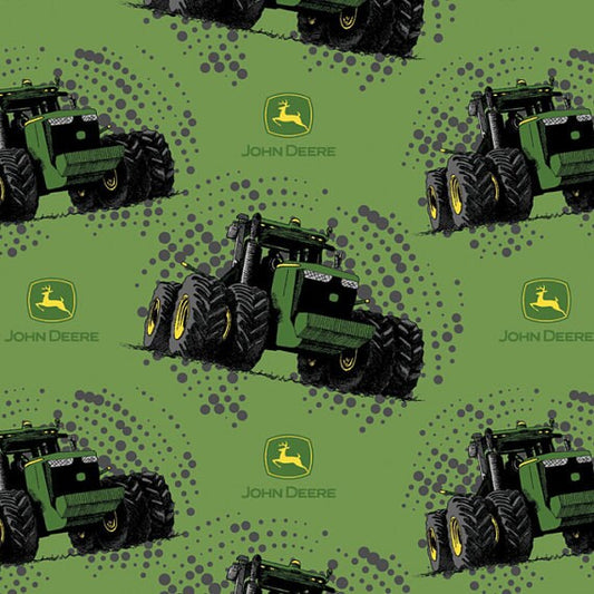 Licensed John Deere Tractors Big Time Tractors on Green 59369-A620715 Cotton Woven Fabric