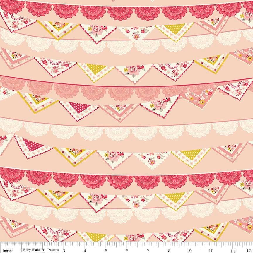 Vintage Daydream Bunting Banner Pink 5561-Pink Cotton Woven Fabric