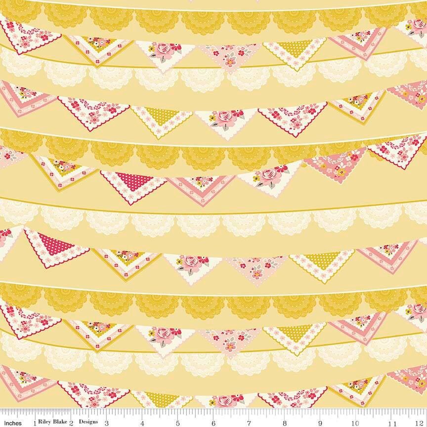 Vintage Daydream Bunting Banner Gold 5561-Gold Cotton Woven Fabric