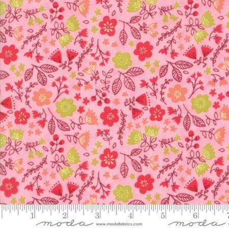Just Another Walk in the Woods Toss the Garden Pink Cotton Woven Fabric