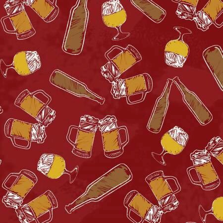 Pub Crawl By Barb Tourtillotte Red Toss beers and drinks Cotton Woven Fabric