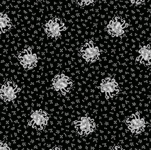 Domino Octos on Black Cotton Woven Fabric