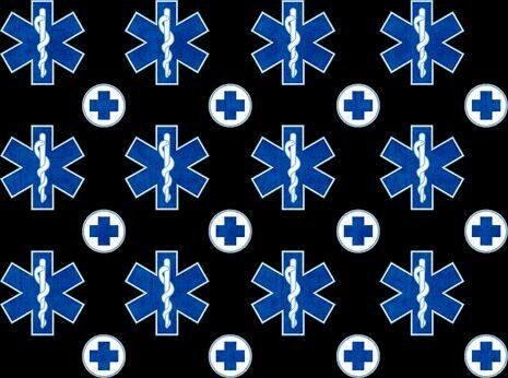 What the Doctor Ordered EMS Symbol on Black 24925J Cotton Woven Fabric