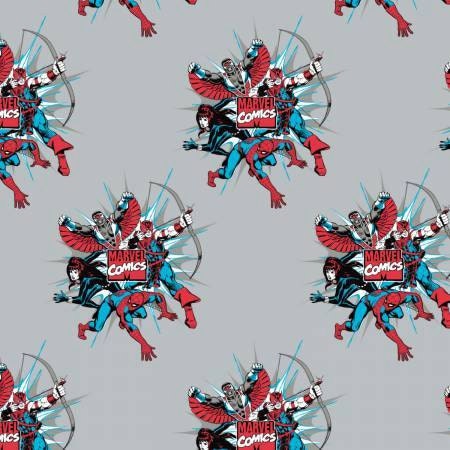 Marvel Comics 3 Gray Marvel Burst Cotton Woven Fabric