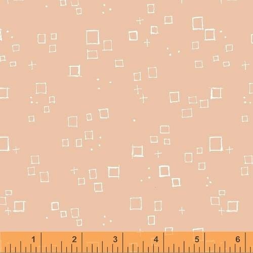 Curious Dreams Peach Square Blender Cotton Woven Fabric