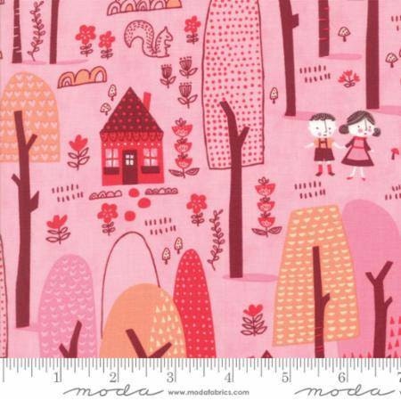 Just Another Walk in the Woods Walk in the Woods on Pink Cotton Woven Fabric