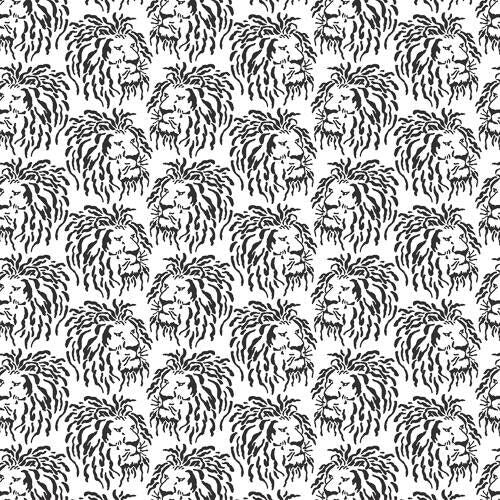 Domino Lions on White A-8390-AK Cotton Woven Fabric