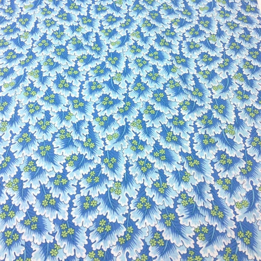 Snow Leopard by Philip Jacobs Farnham Blue Floral pwsl035.twlig Cotton Woven Fabric
