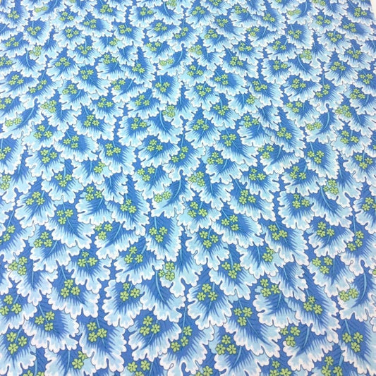 Snow Leopard by Philip Jacobs Farnham Blue Floral pwsl035.twlig Cotton Woven Fabric