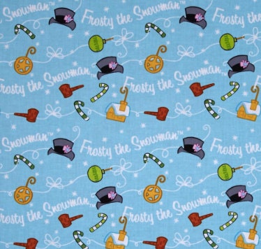 Licensed Frosty Silly Snowman Toss Blue 23958B Cotton Woven Fabric