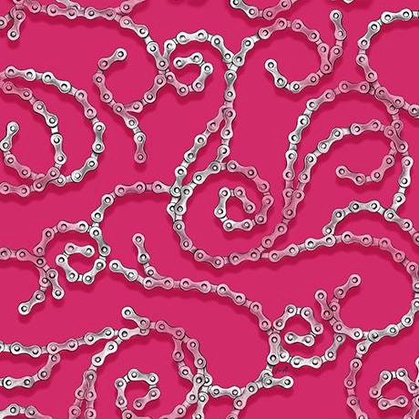Sweet Rebellion by Felicia Gallo Chain Scroll Fuchsia Cotton Woven Fabric