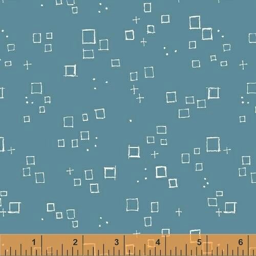 Curious Dreams Teal Square Blender Cotton Woven Fabric