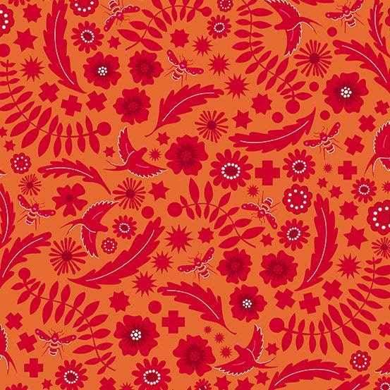 Sun Print 2017 by Alison Glass A-8483-O Meadow design in Spice Cotton Woven Fabric