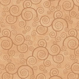 Tan Curly Scroll Camel Cotton Woven Fabric