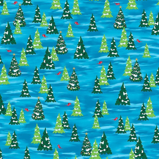 LIcensed Everyone's Favorite Snowman and Rudolph Trees Cotton Woven Fabric