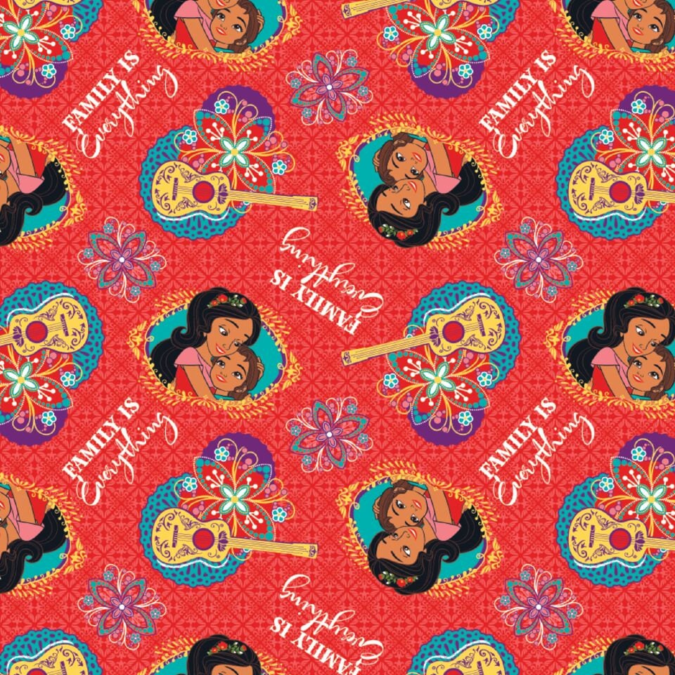 Licensed Disney Elena of Avalor Family is Everything Cotton Woven Fabric