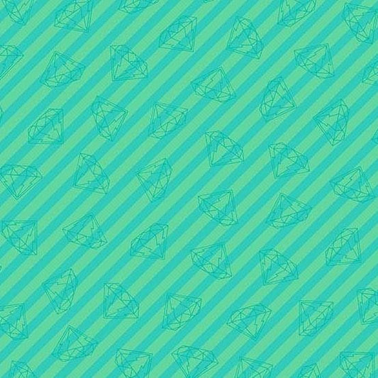 Tattooed by Libs Elliott Green Gem Stripe A-8441-MT Cotton Woven Fabric