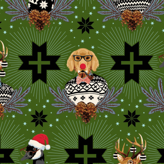 Tula Pink Holiday Homies Buck, Buck, Goose Pine Fresh PWTP104.PineFresh Cotton Woven Fabric