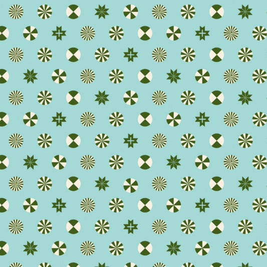 Tula Pink Holiday Homies Peppermint Stars Pine Fresh PWTP108.PineFresh Cotton Woven Fabric