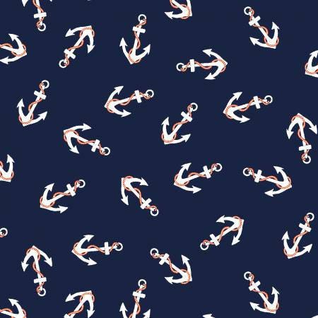 Dark and Stormy Anchors Cotton Woven Fabric