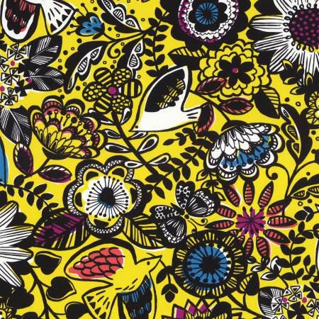 Floral Yellow Nylon Oxford