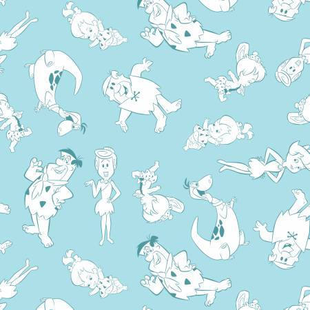 Licensed The Flintstones Tonal Characters Light Blue 24060104-01 cotton woven fabric