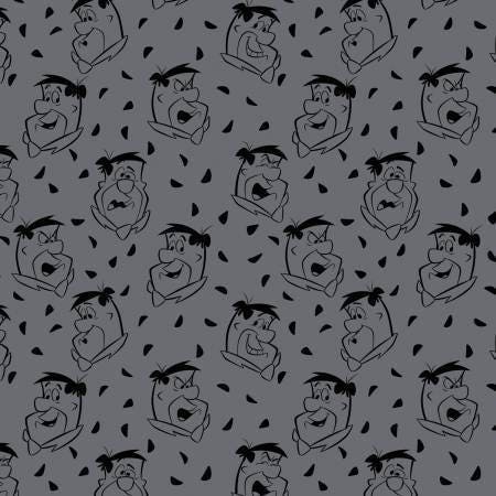 The Flintstones Fred Flintstone on Iron Gray cotton woven fabric