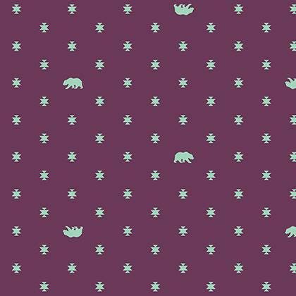 Tula Pink Spirit Animal Bear Hug Lunar Purple PWTP101.LunarGlow Cotton Woven Fabric