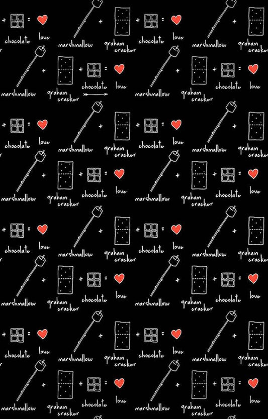 Camp S'mores by Ink & Arrow Smores Ingredients on Black 25950J Cotton Woven Fabric