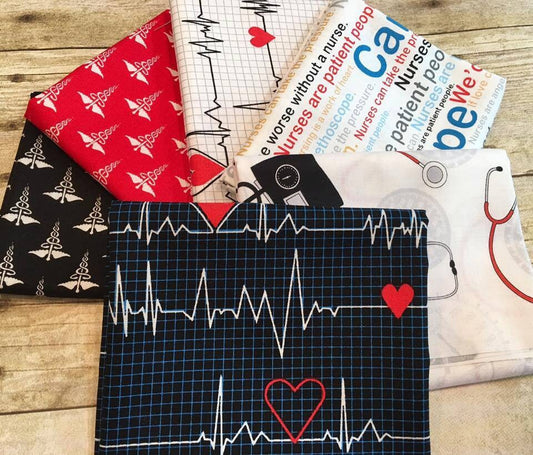 Calling All Nurses Heartbeat on White 37302-2 Cotton Woven Fabric