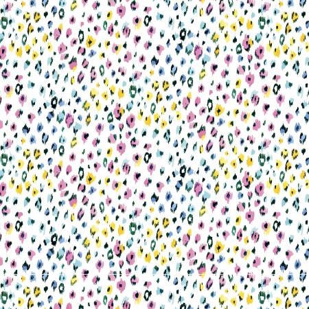 Haute Zahara by Dena Designs Multi Leopard Spots on White PWDF271 Cotton Woven Fabric