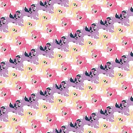 Licensed My Little Pony Stripe on White Digital Cotton Woven Fabric