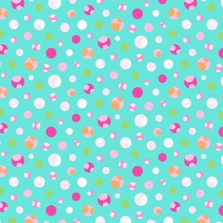 Girly O Sauraus, Dino Dots pink and Turquoise Cotton Woven Fabric