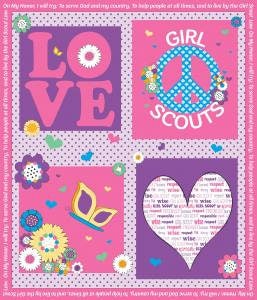 Licensed Girl Scout 36" Panel on Pink P6776-Pink Cotton Woven Fabric