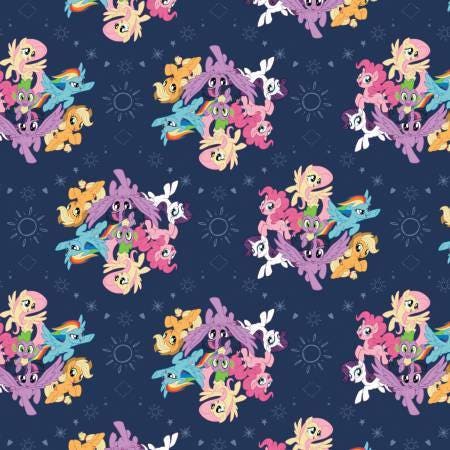 Licensed My Little Pony My Little Ponies Navy Digital Cotton Woven Fabric