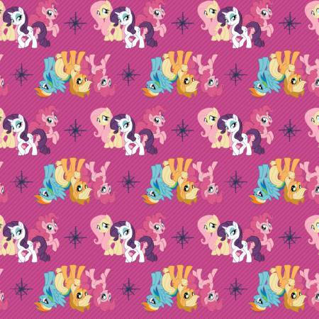 Licensed My Little Pony Friends Magenta Digital Cotton Woven Fabric