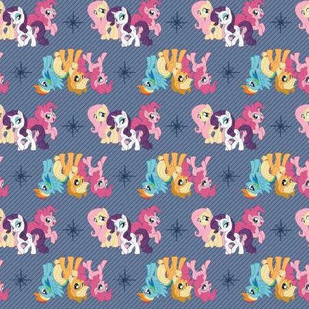 Licensed My Little Pony Friends Blue Digital Cotton Woven Fabric