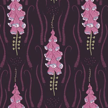 Garden Sanctuary by Rae Ritchie Blackberry Foxglove Floral Cotton Woven Fabric