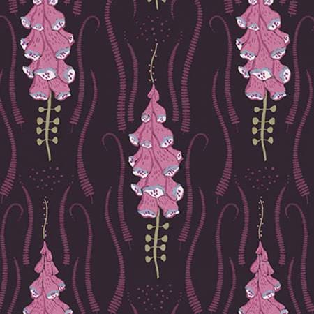 Garden Sanctuary by Rae Ritchie Blackberry Foxglove Floral Cotton Woven Fabric SRR860