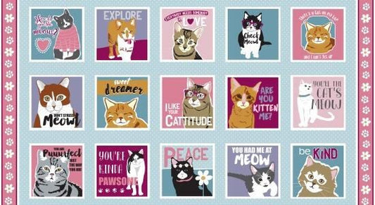 Cat-I-Tude by Ginger Oliphant 24" Panel Blocks Cotton Woven Panel 4061 11