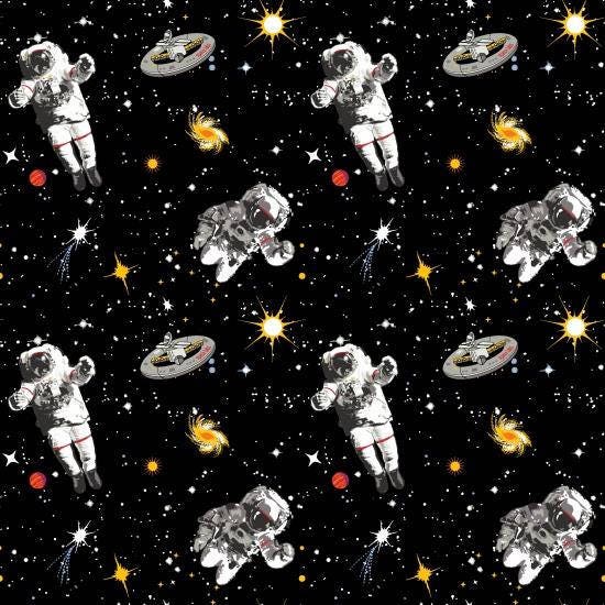 Spacewalk (Glow in the Dark) Astronauts 9028G-099 Cotton Woven